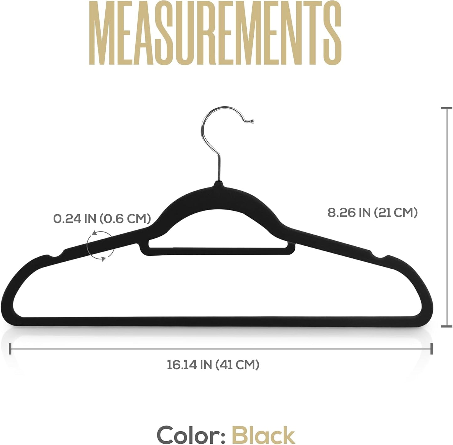 Utopia Home Velvet Hangers - Premium Non-Slip Slim Clothes & Coat Hangers, 100 Pack, Black
