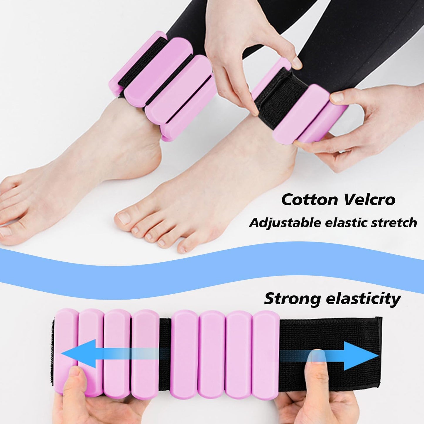 Wrist and Ankle Weights for Women & Men 2 Pack (1lb Each), Adjustable Silicone Wearable Arm & Leg Weights for Pilates, Gym, Yoga, Cardio, Strength Training (Pink)