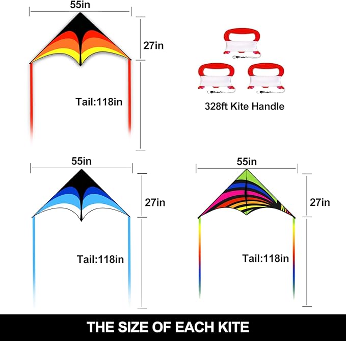 Delta Kite for Kids and Adults, Easy to Fly, Nylon Fabric with String Handle, Outdoor Beach Park Activities