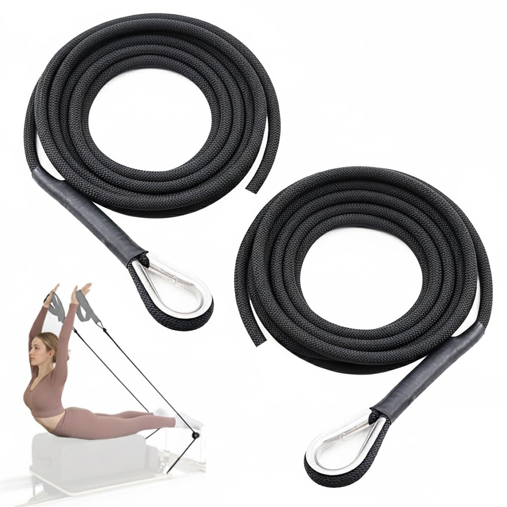 Lights Mountain Pilates Reformer Replacement Ropes (2 Pack), 110” Extra Long 8mm Nylon Rope with Metal Grommet, Heavy Duty Low-Noise Pulley Rope for Reformer, Tower & Cadillac-Style Equipment (without hook)