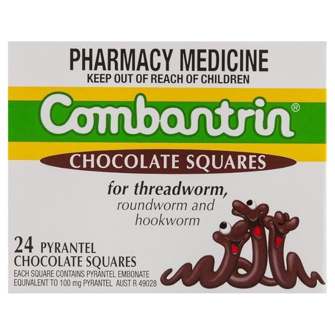 Combantrin Chocolate Squares – Convenient Family Treatment – 24 Squares - Made in Australia