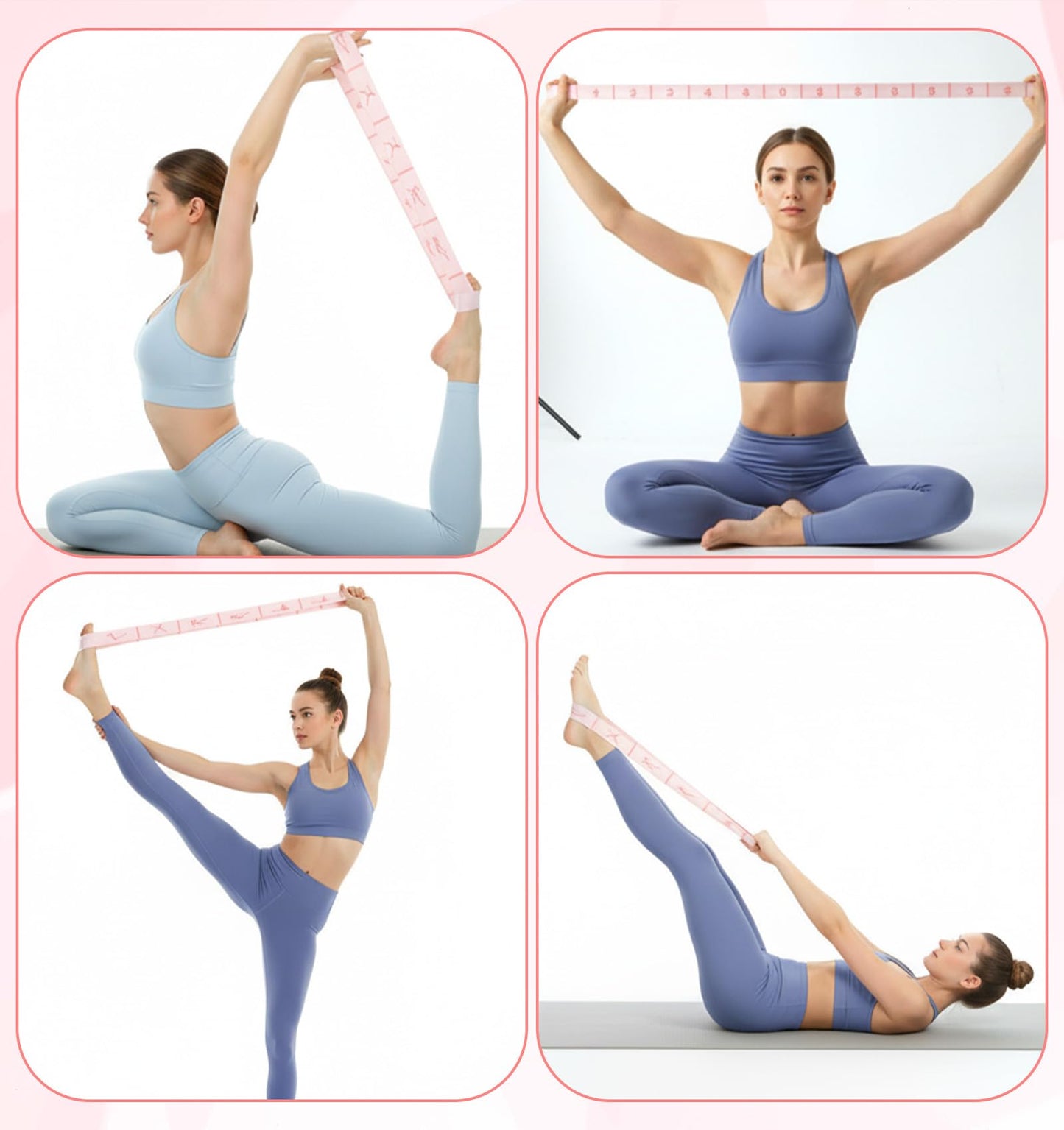 12 Loop Stretching Strap, Yoga Straps for Stretching, Dance Stretch Band Elastic Stretching Equipment for Flexibility & Fitness