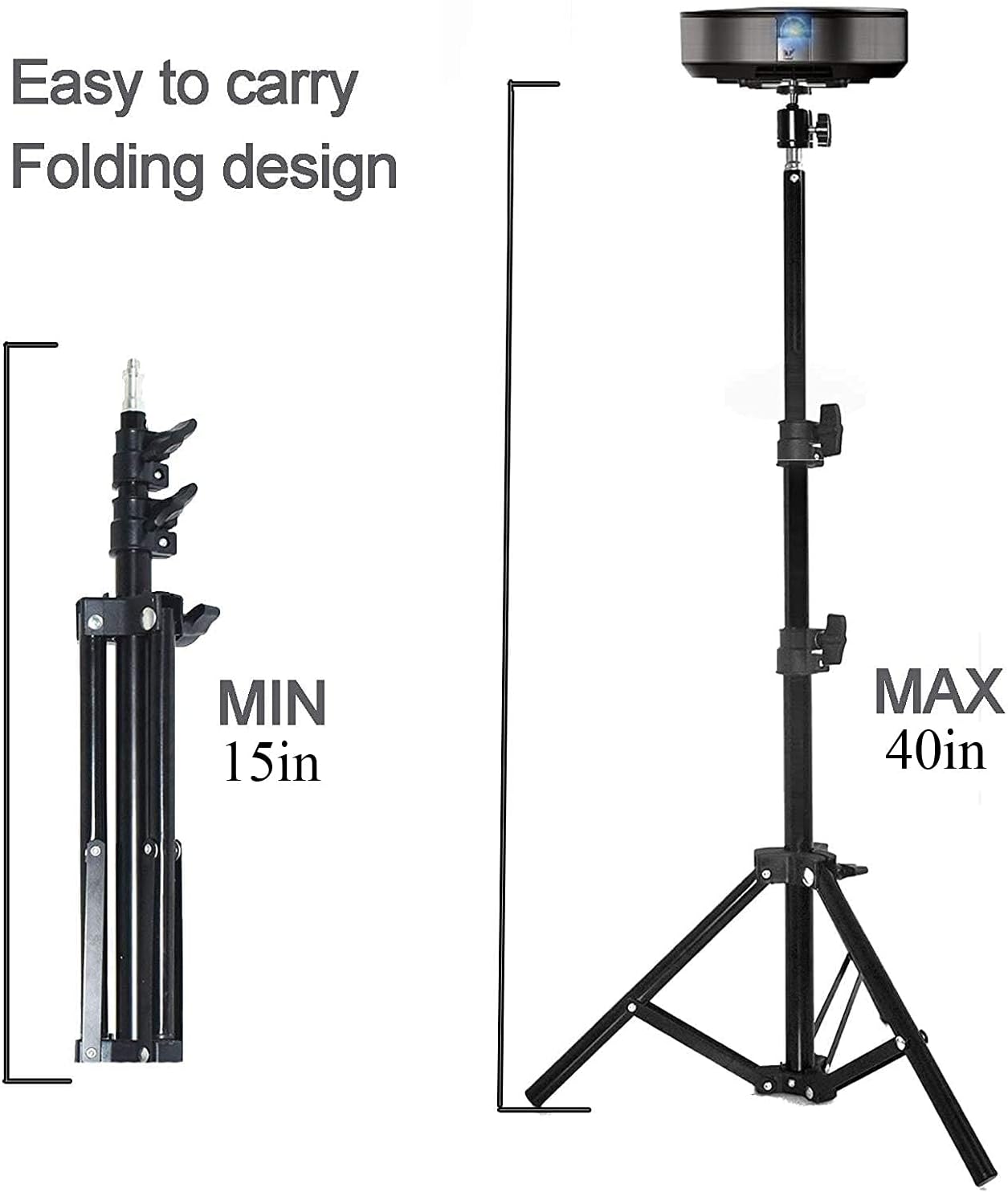 Coret (18" 40") 3lbs (1.5kgs) Projector Floor Stand, Portable Tripod Mount - Folding Stand for Projector, Camera