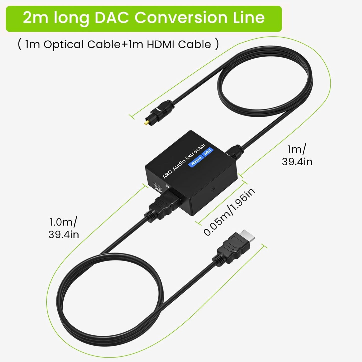 Tihokile 192KHz Optical/Toslink+3.5mm Speaker/Soundbar/Headset ARC Audio Extractor, HDMI ARC to Optical Converter, ARC
