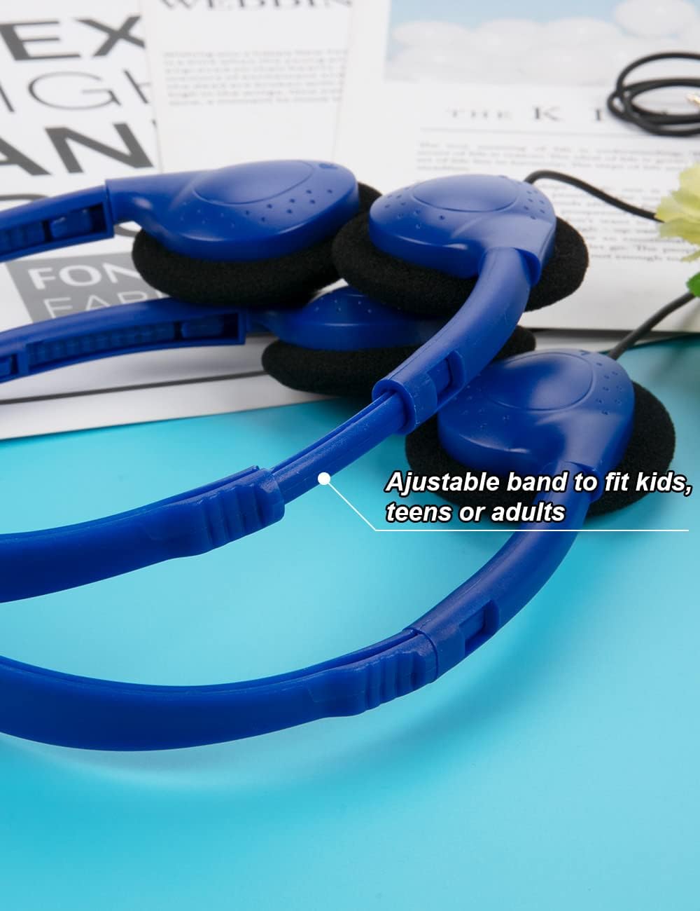 16 Pack Headsets Set 8 Headphones Bulk for Classrooms School Student Wired On-Ear Class Earphones Colors Individually