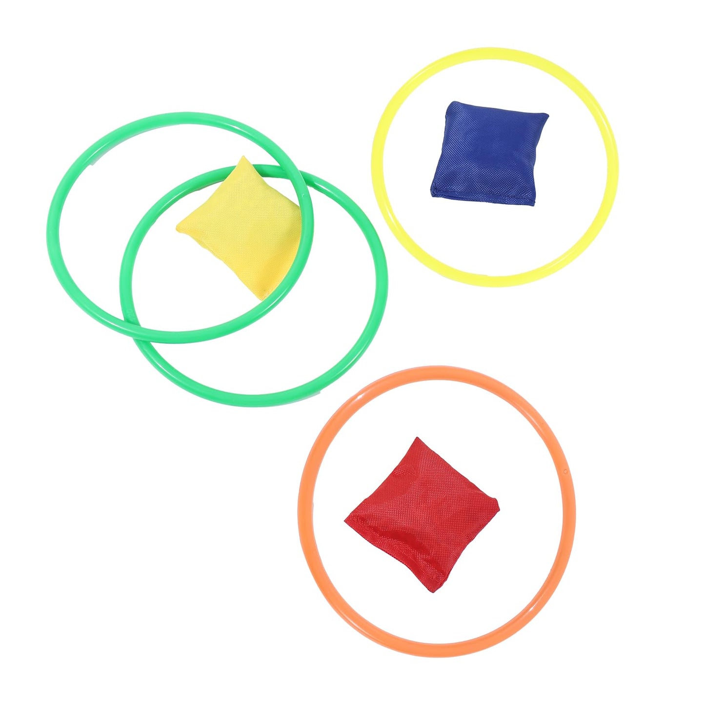 24Pcs Nylon Bean Bags Plastic Rings Game Sets for Kids Ring Toss Game Booth Carnival Garden Backyard Outdoor Games Speed Agility Training Games