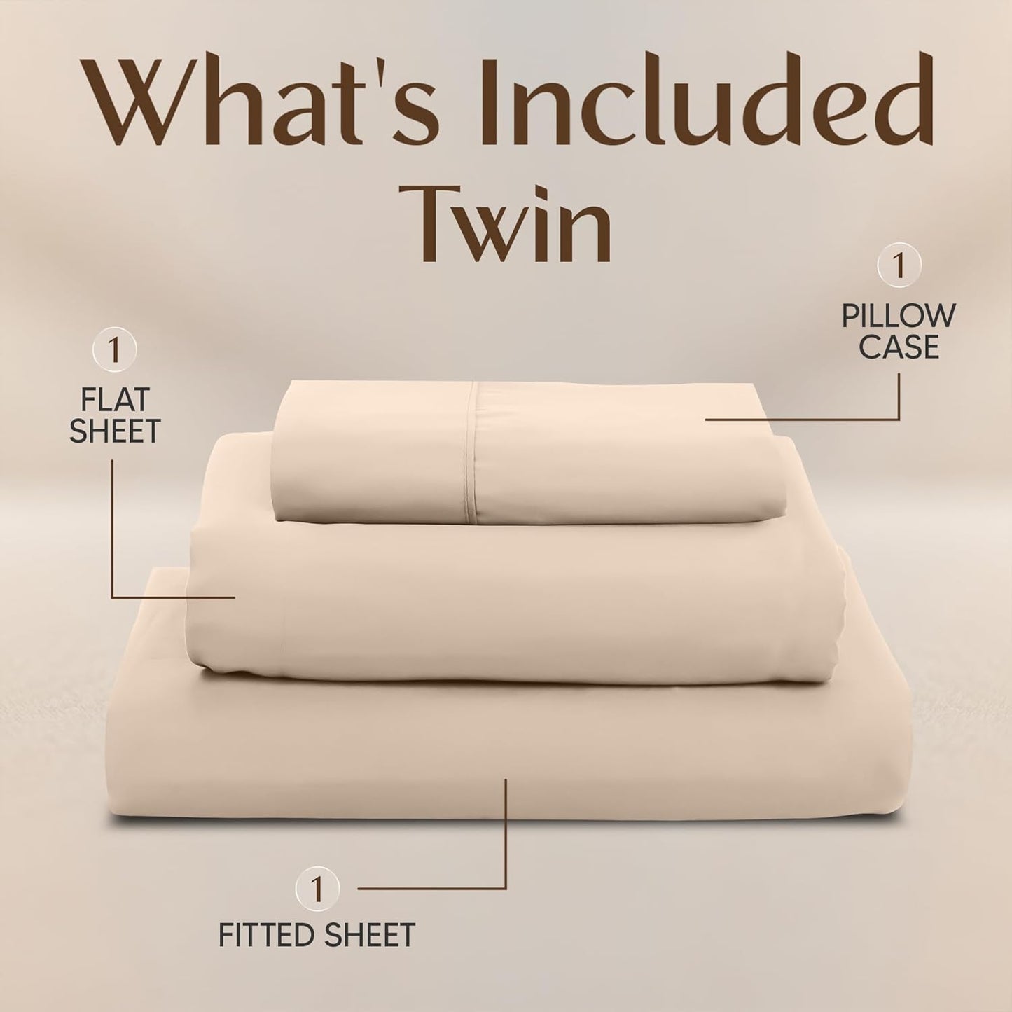 Utopia Bedding Twin Sheet Set - Soft & Breathable Microfiber, 3-Piece Bed Sheets for Twin Size Bed | Oeko Tex (Beige)