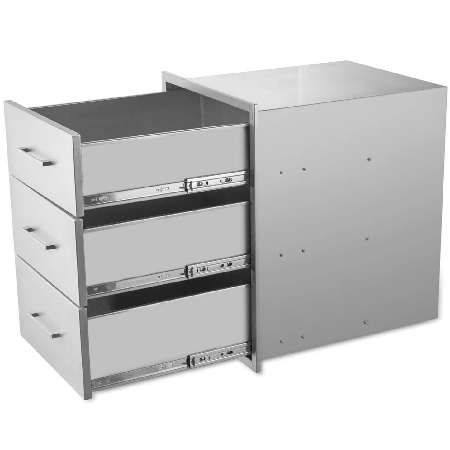 ZHAIUPON Outdoor Kitchen Drawers, 20" W27"H23"D Stainless Steel Triple BBQ Drawers, Grilling Access Drawer with Chrome Handle Enclosed Built-in Flush Mount for Outdoor Kitchen,BBQ Island