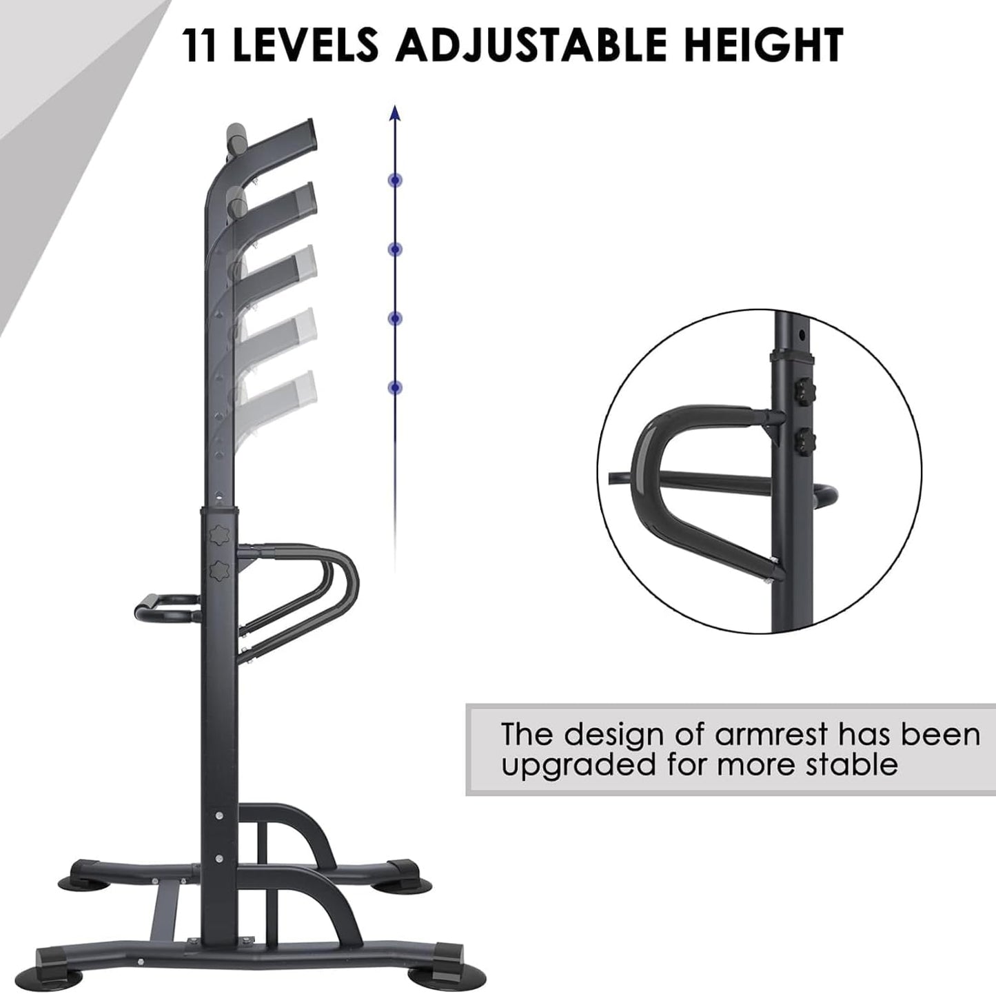 soges Power Tower Pull Up Station, Adjustable Multi-Function Dip Station Home Gym, Strength Training Pull-Up Bars for Full Body Workout, Power Tower Dip Station Pull Up Bar with 11 Height Levels