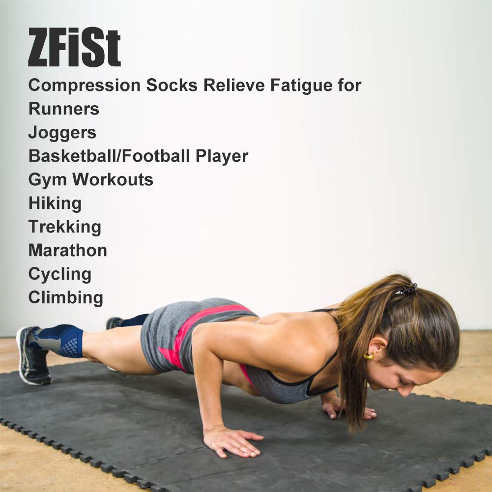 ZFiSt 3 Pair Sport Compression Socks Men Women, Compression Stocking Nurse Socks for Edema Travel(Black+black+black,XXL)