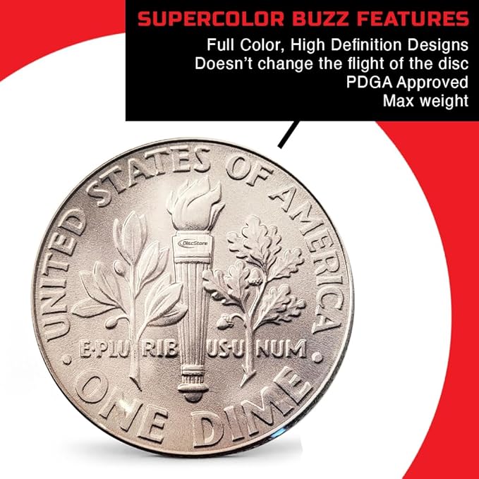 Discraft ESP Buzzz Supercolor Midrange Disc Golf Disc - Custom Design Discraft Discs - Straight Flying and Great for All Skill Levels - Free Mini Marker Included