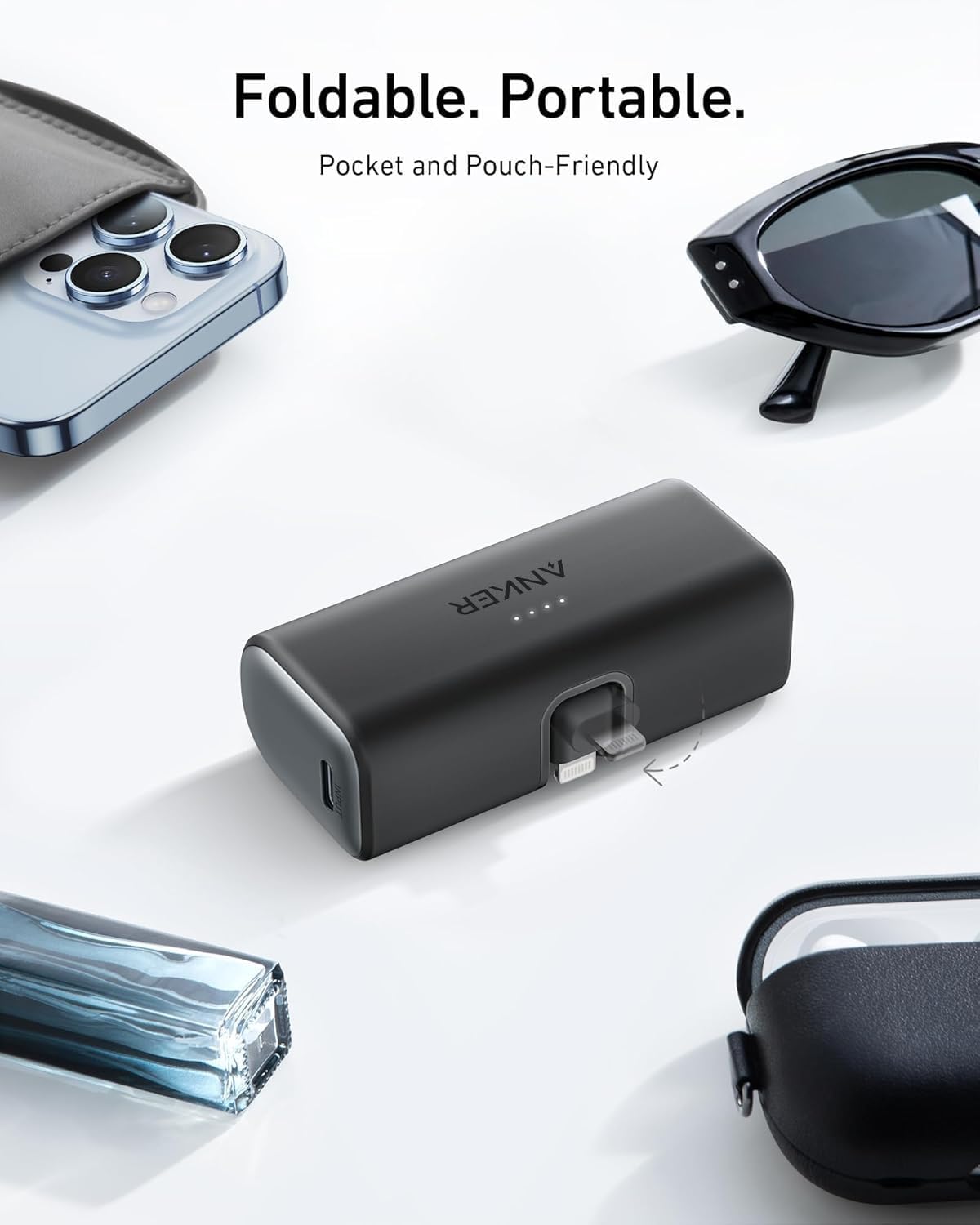 Anker 5,000mAh 12W, 14/13/12 Nano Portable Charger for iPhone, with Built-in MFi Certified Lightning Connector, Power