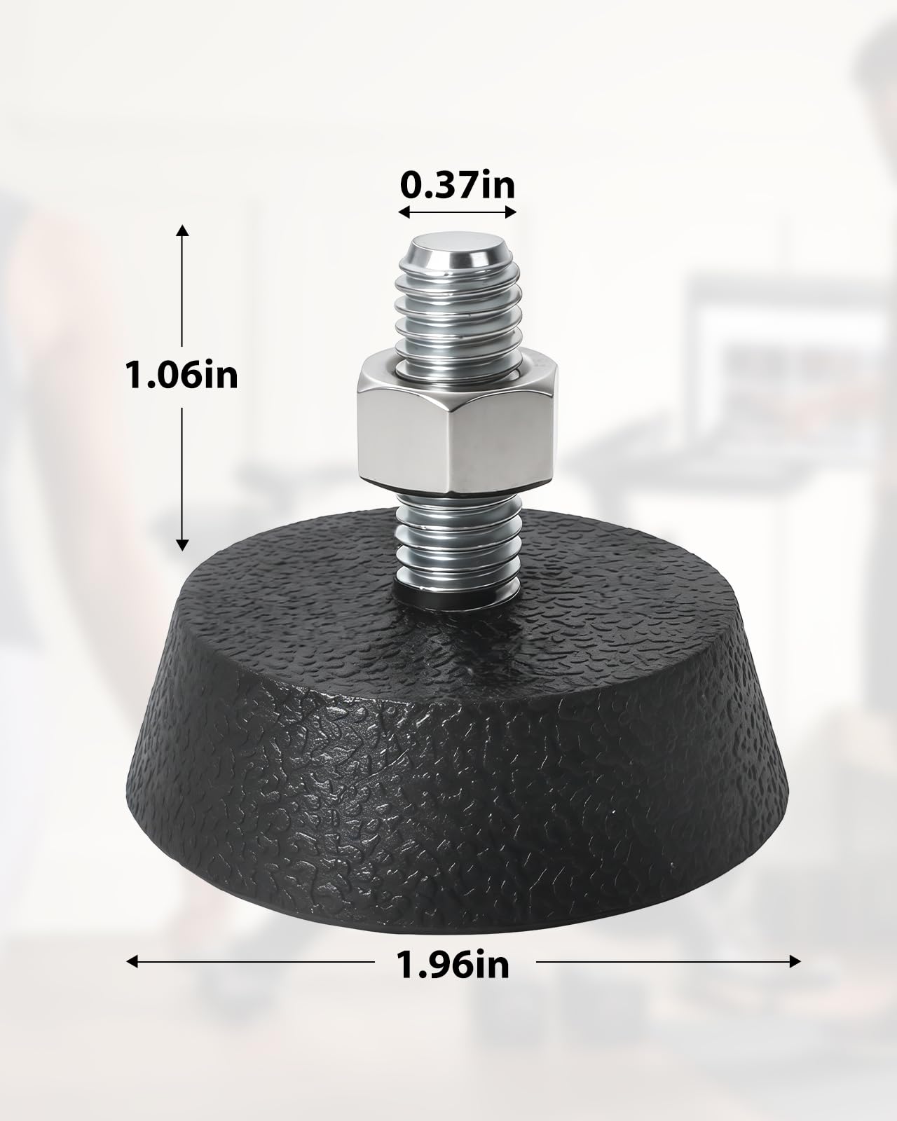 4 Pack 3/8 Inch Leveling Foot Pads with Stainless Steel Screws, Rubber Swivel Non-Slip Shock Absorbing, Compatible with Peloton Bike and Bike+, Replacement Leveling Feet for Spin Bike Stability