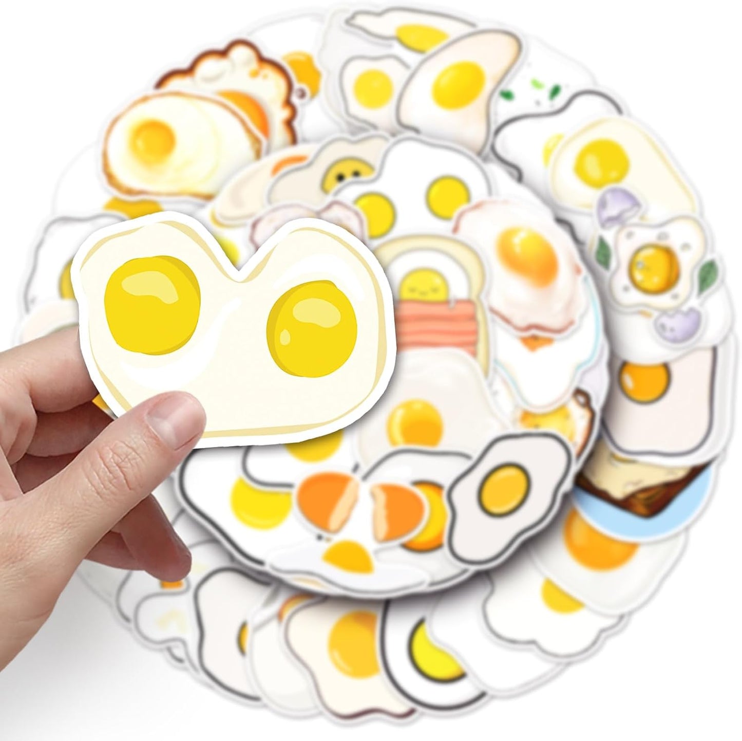 LYLSDSB 50 Pcs Fried Egg Stickers Waterproof Funny Cartoon Food Sticker for Skateboard Scrapbook Laptop Water Bottle