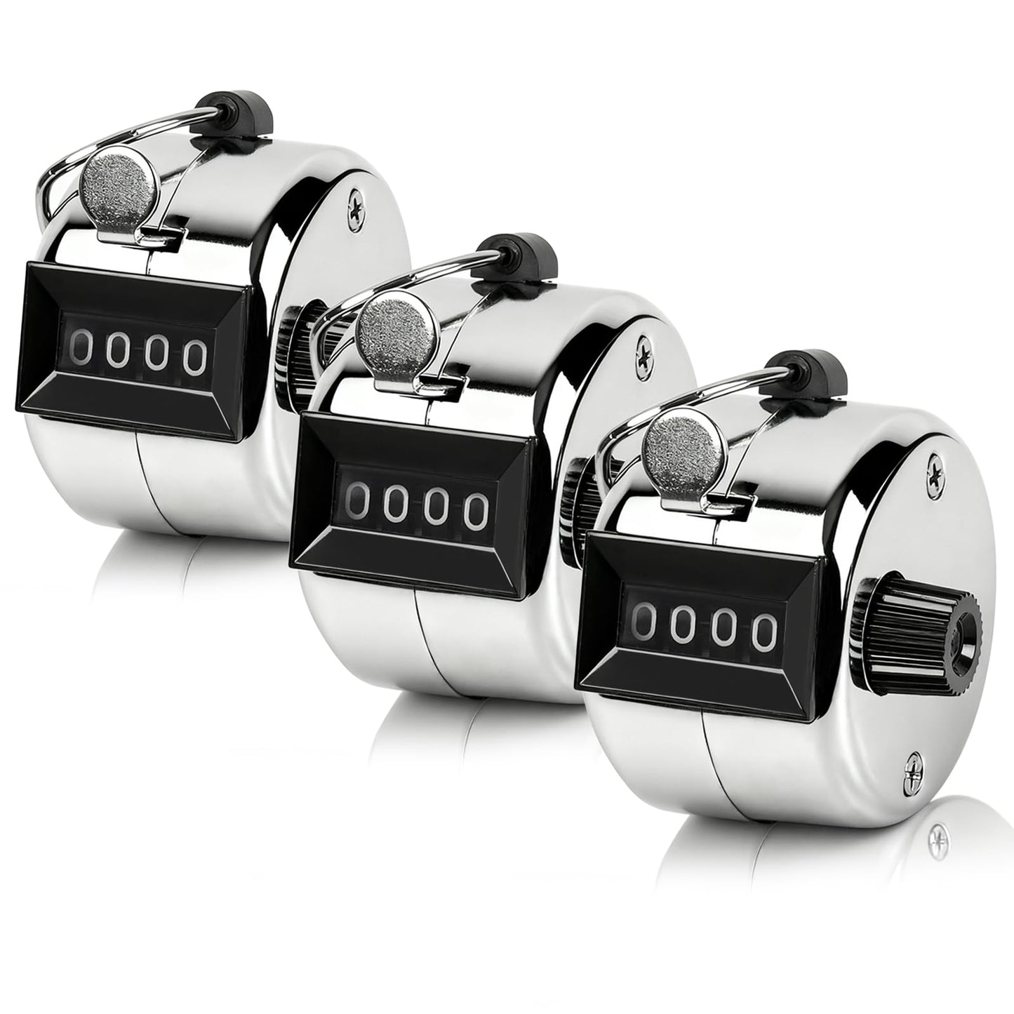 yirgnzu 3 Pack Clicker Counter, 4-Digit Metal Hand Counter clicker, Mechanical Pitch Counter, Tally Counter for Coaching, Knitting, Fishing, Lap, Golf