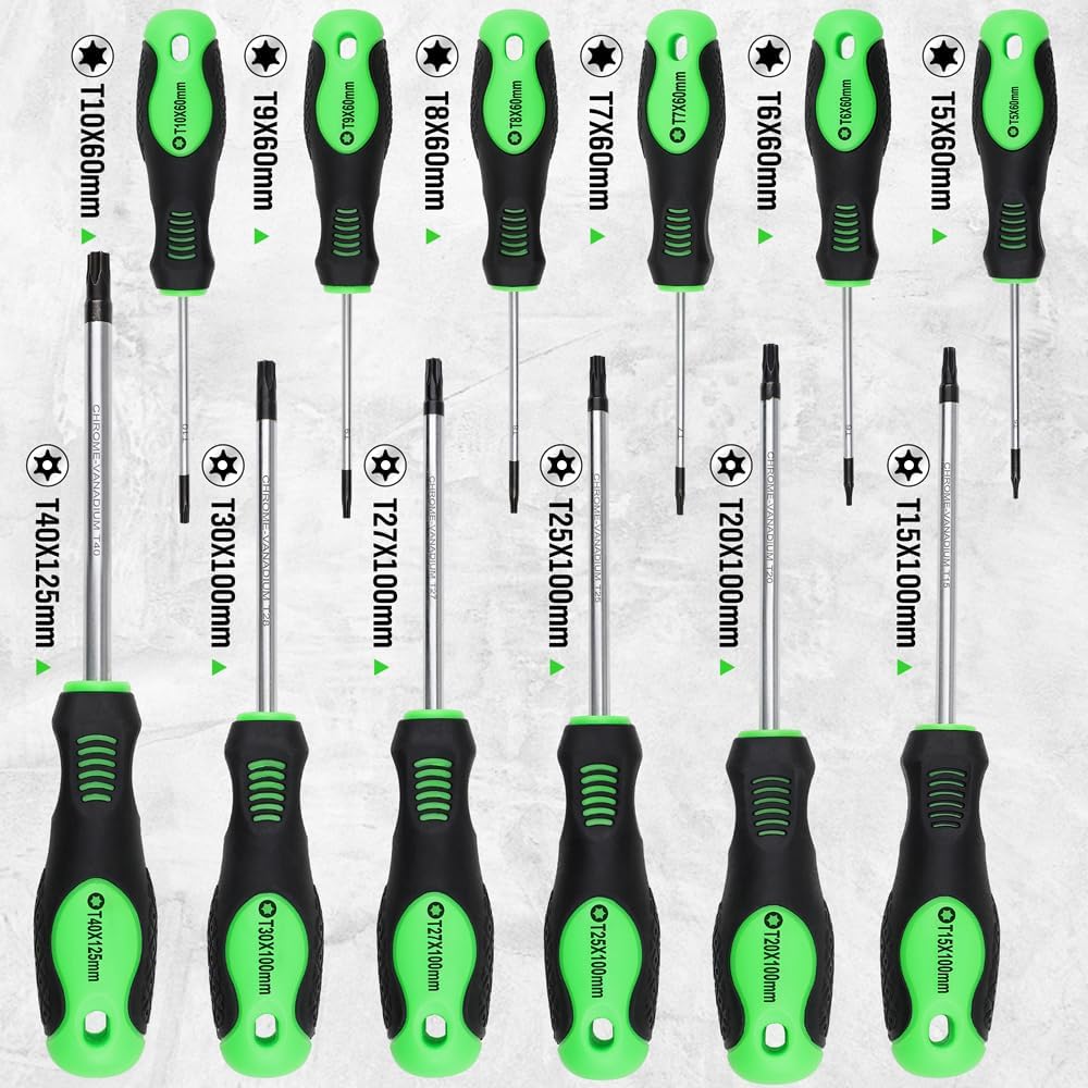 SWANLAKE Magnetic Torx Screwdriver Set - 13-Piece Star Screwdriver Kit (T5 to T40)