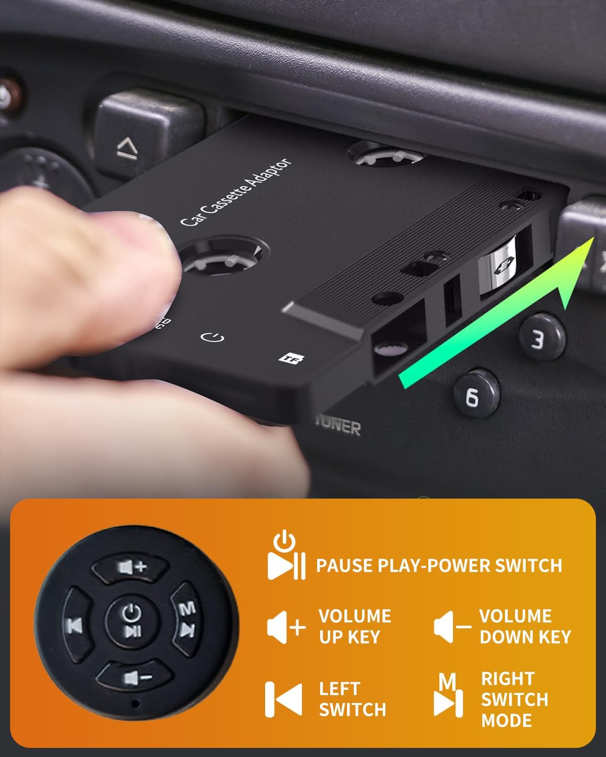Mimlevey 5.1 Cassette Cassette Cassette MP3, Car Audio Bluetooth Receiver, Bluetooth Adapter for Car Tape Player