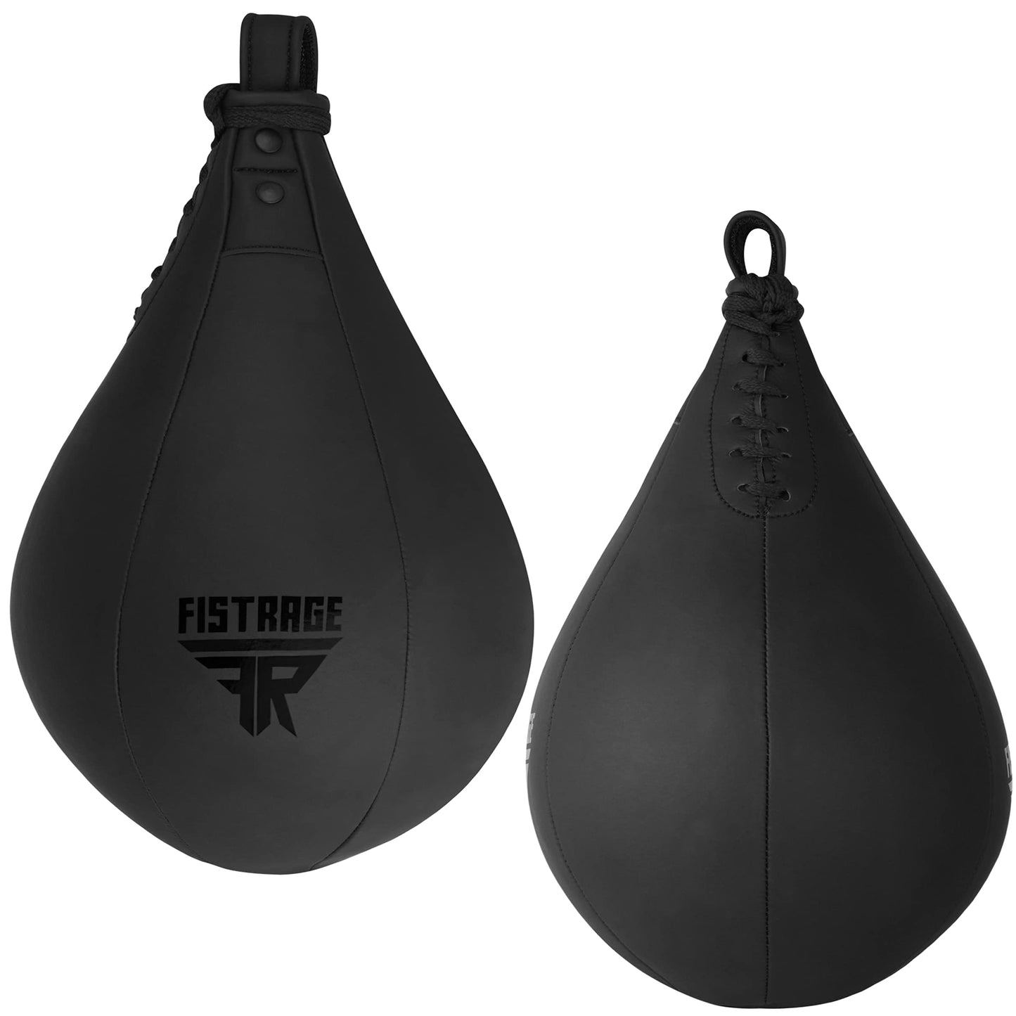 FISTRAGE Speed Ball Boxing Leather MMA Muay Thai Training Punching Dodge Striking Bag Kit Hanging Swivel Workout Speedball Kicking Platform (Black)