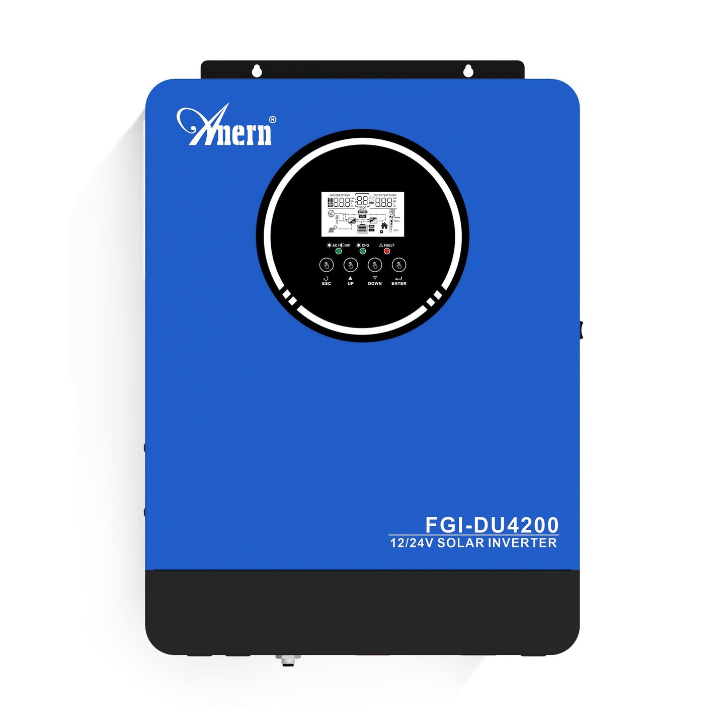 Anern Dual Voltage Hybrid Solar Inverter 4200W AC230V to DC12V/24V, Pure Sine Wave Off-Grid Inverter with 120A MPPT Solar Charge Controller, Max PV Power 4000W Input for Lithium Lead-Acid Gel Battery