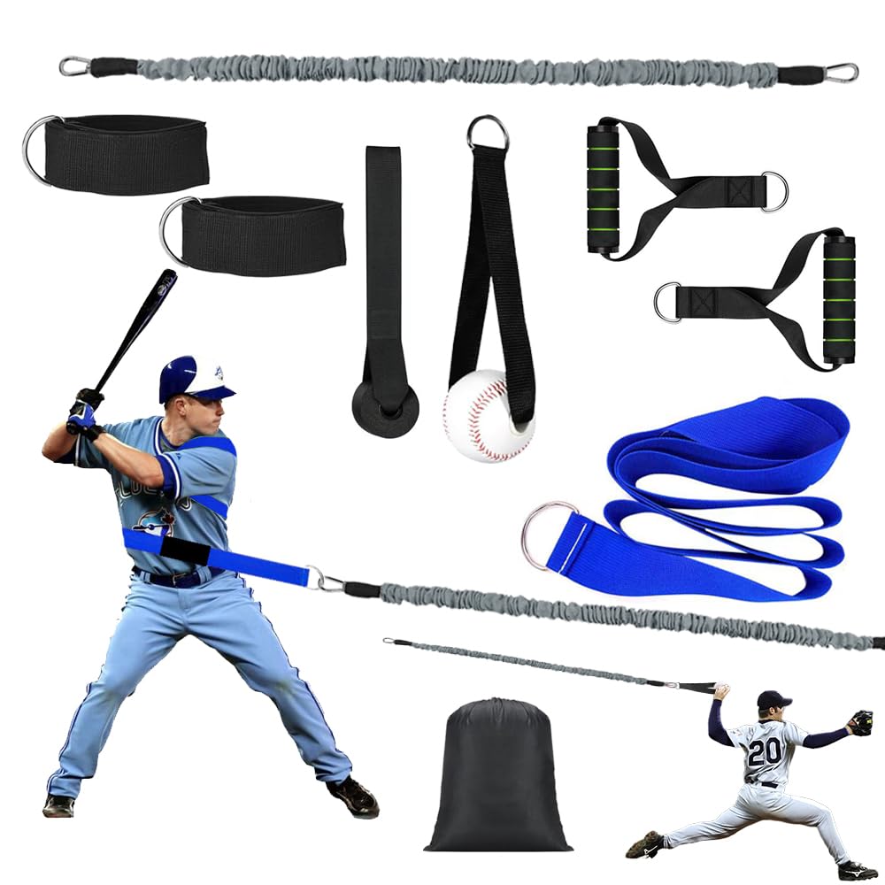 Core & Hip Belt Resistance Band for Baseball & Softball Training | Baseball Batting & Hitting Trainer | Complete Resistance Training Aid for Arm Strength & Swing Flexibility