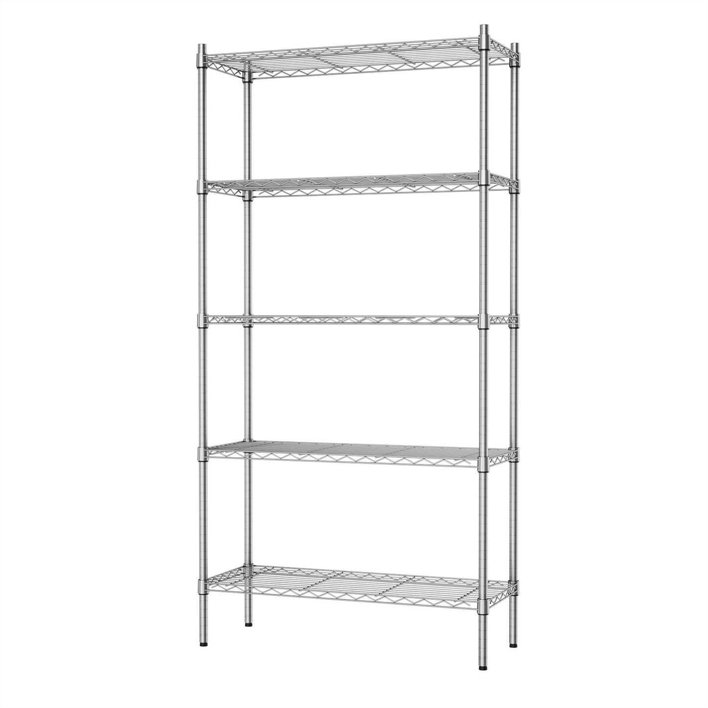 Auslar 5-Shelf Storage Shelves Heavy Duty 5 Tiers Standing Large Shelving Units Adjustable Metal Organizer Wire Rack, 14" x 36" x 72", Chrome