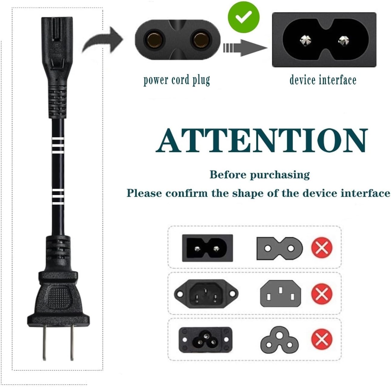 UNIMOSON 2 3 Prong Power Cable Cord Compatible with TCL Roku Smart LED LCD HD TV Apple Samsung Sharp Replacement Feet