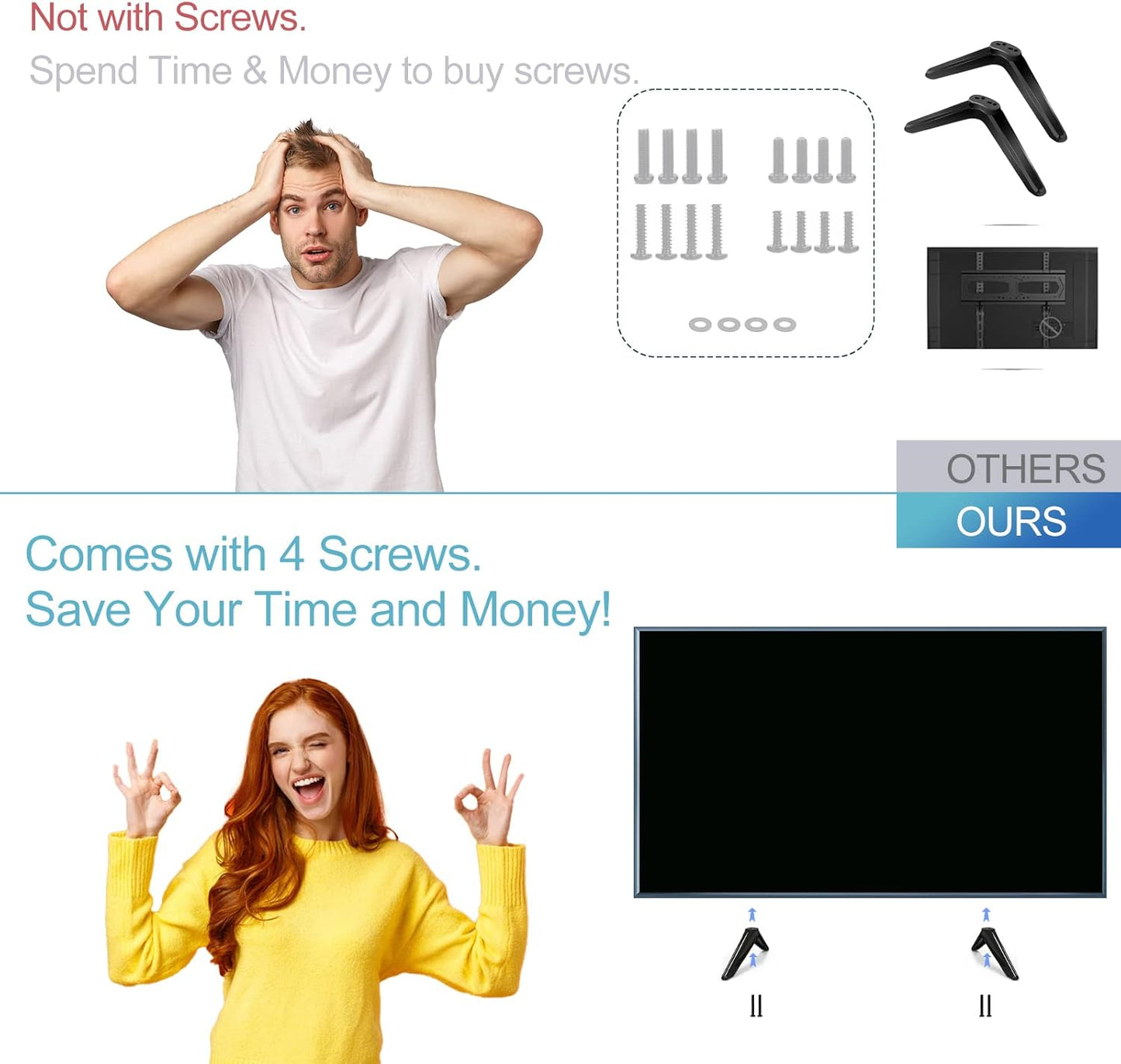 Yaotieci 28in 65inch 32S305 32S355 40S355 40S325 49S423 50S423 55S453 65S446 Base Stand fit for TCL Roku - Smart TV