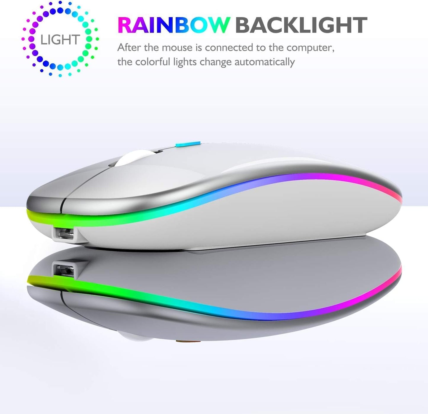 Qullqian 5.2/3.0 2.4GHz Wireless Bluetooth Mouse for MacBook Air/Mac/Pro/Laptop/Computer/PC,Rechargeable Dual Mode