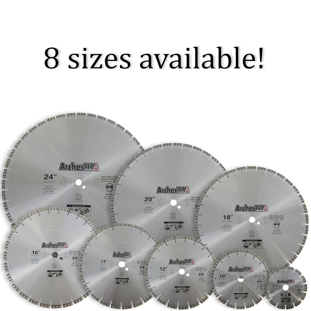 Archer PRO 18" in. Turbo Diamond Saw Blades for Fast Reinforced Concrete Cutting and Cured Concrete Cutting. for Cut-Off saws and Walk-Behind saws up to 13 HP.