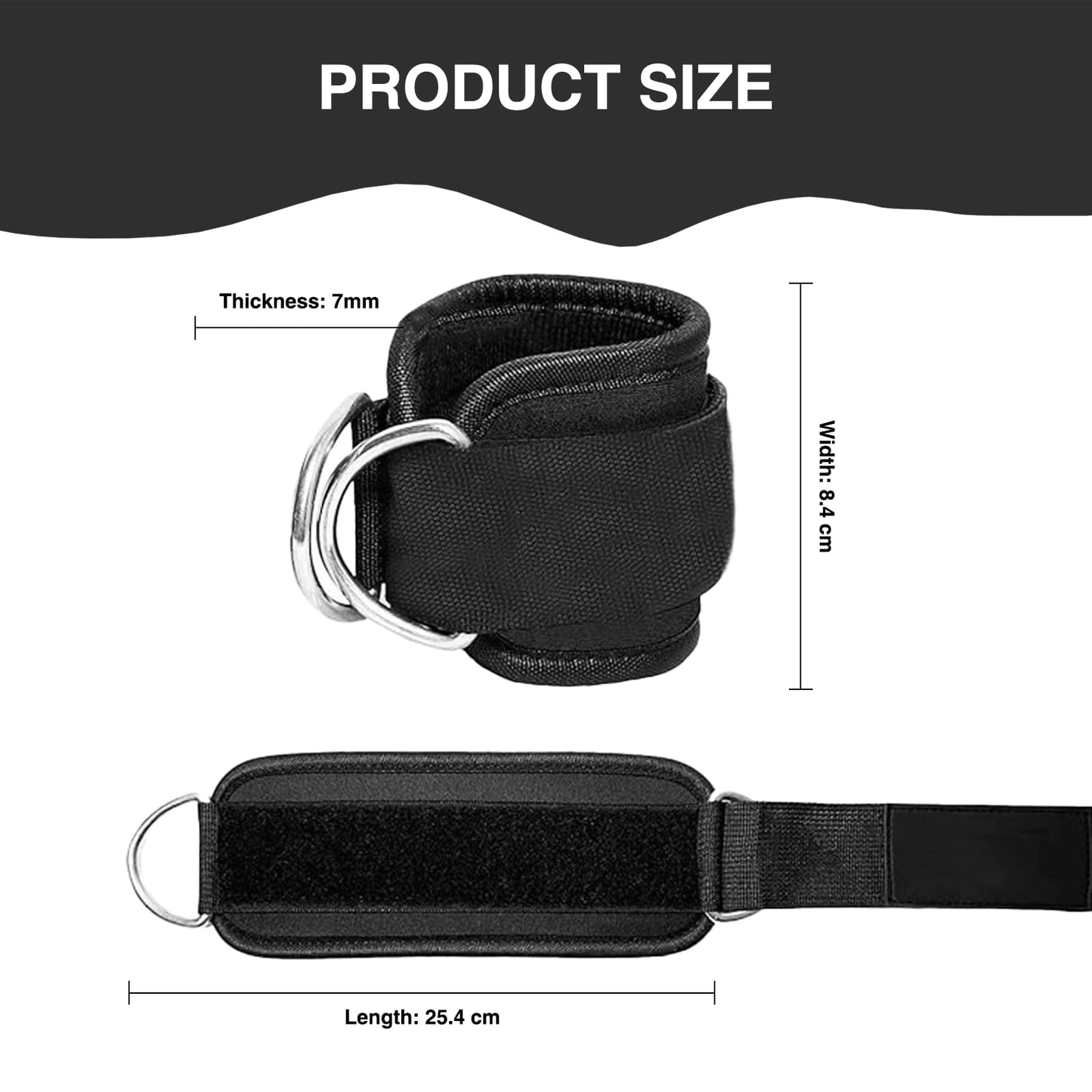 Qiyuda 2 Pcs Wrist Cuffs Lifting Straps with D Rings for Cable Machine, Adjustable Gym Weightlifting Straps