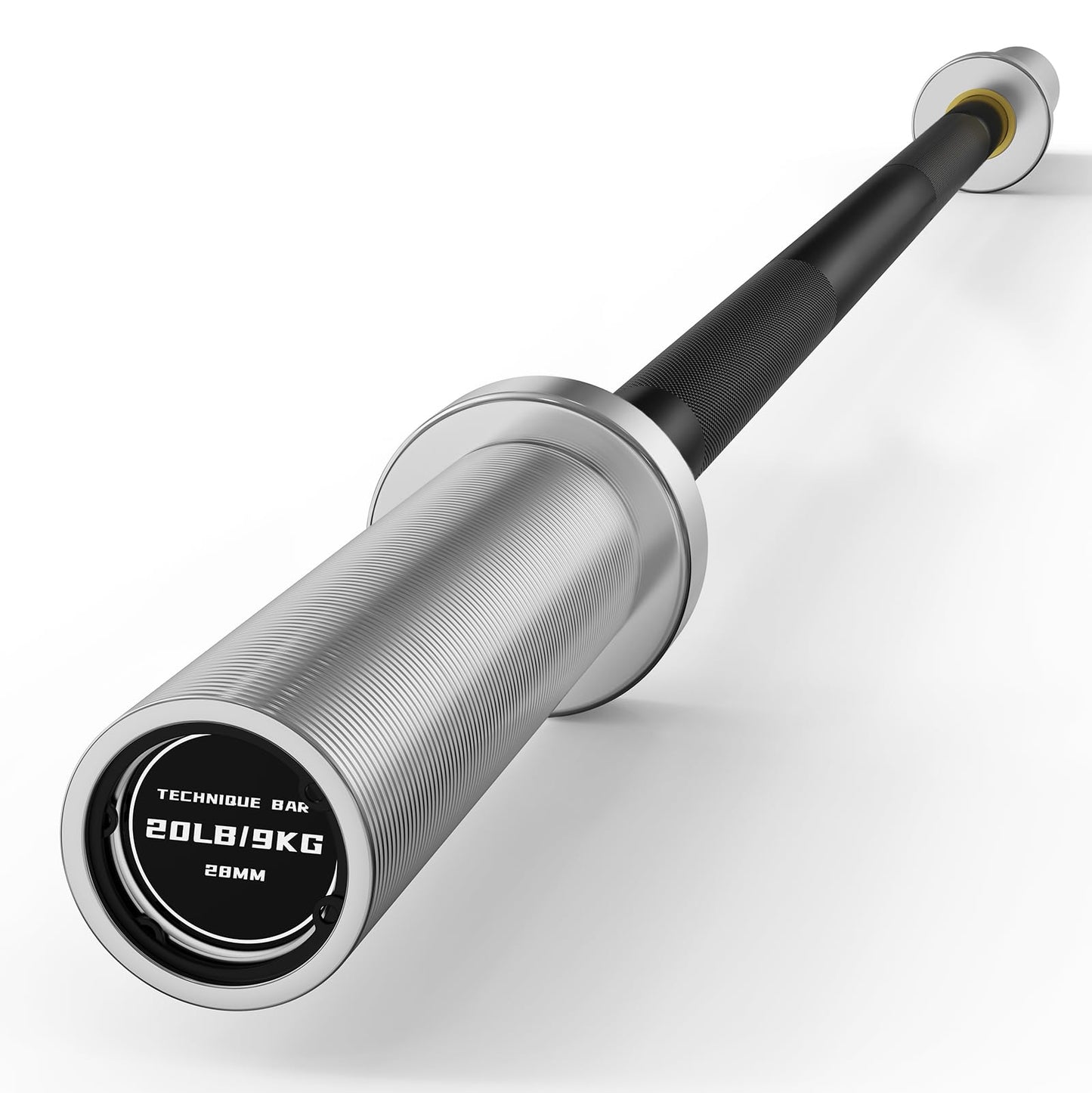 PAPABABE Olympic Barbell, 4ft Short Barbell for Strength Training and Technique Adjusting, 2 inch Olympic Bar with Volcano Knurling Spin Sleeves Comfortable Grip for Bench Press Curls Deadlifts home gym Beginner BlackSilver