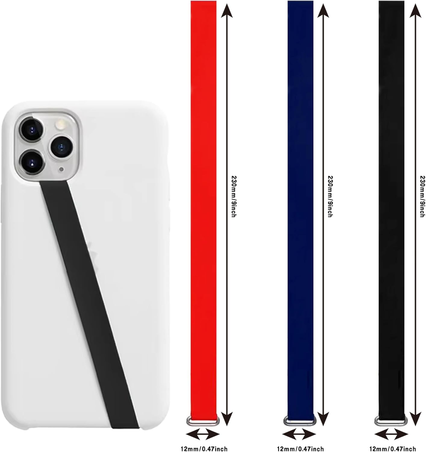 Bilymate (3 Pack) Reusable Silicone Phone Grip Strap - Wireless Charging Compatible, Detachable Loop Holder for iPhone
