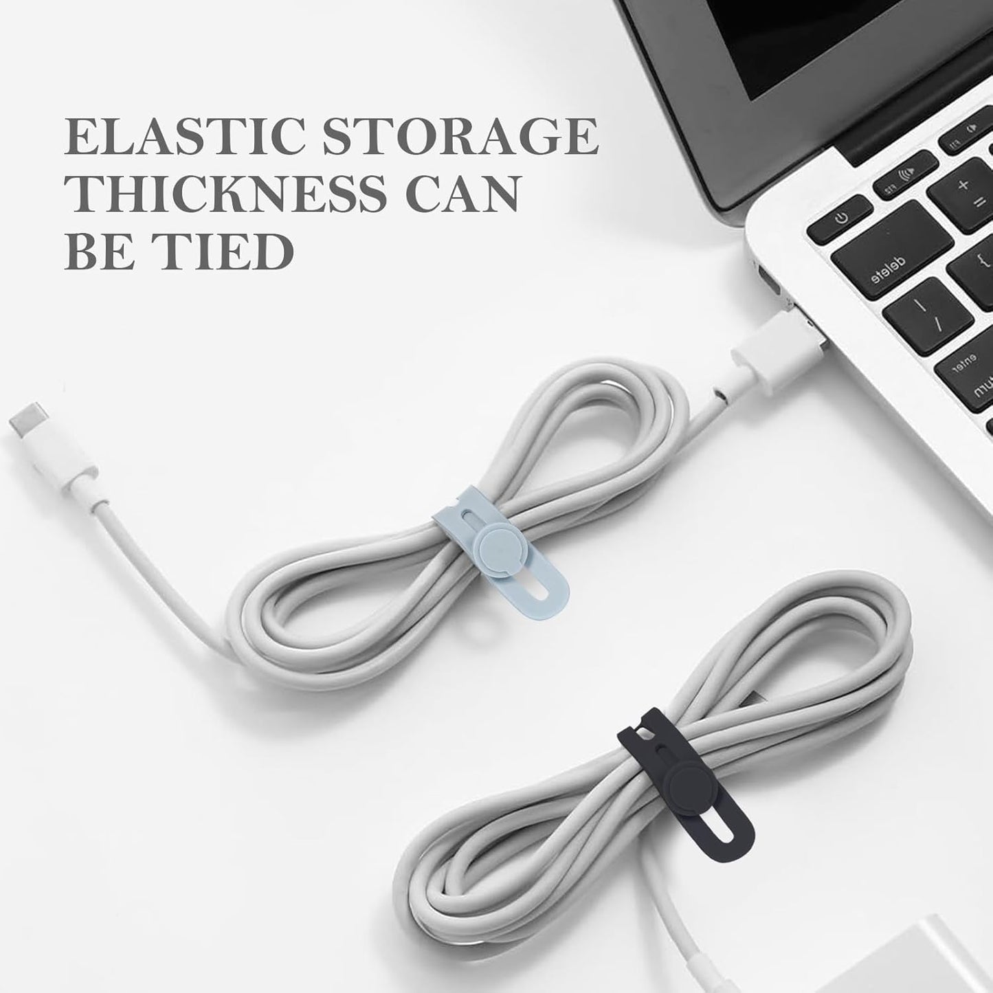 Donruby 30Pcs (6 Silicone Cable Ties - Reusable & Washable with Adjustable Locking Buckles, High Elasticity Cable
