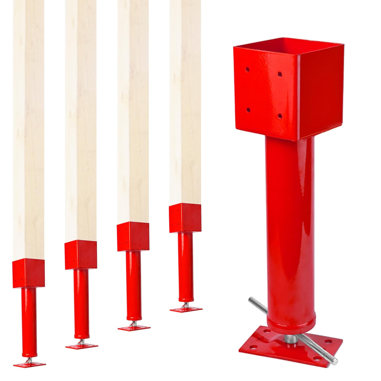 4x4 Screw Jack Post 4 Pack, 13.5"-19" Adjustable Basement Floor Jacks Support, 24700 lbs Heavy Duty Shore Jack, House Jack for Leveling, Crawlspace Shoring, Beam Repair, Structural Repair