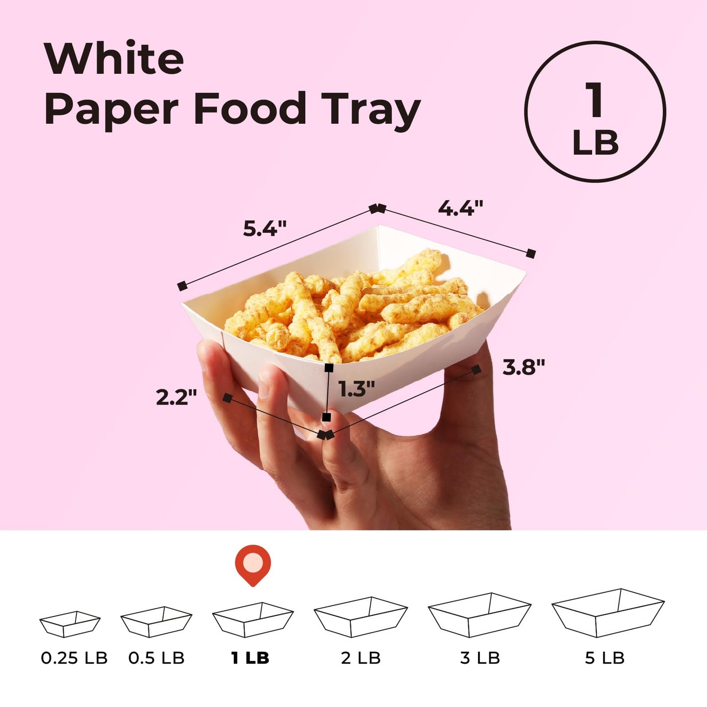 Fit Meal Prep [125 Pack 1 lb Paper Food Trays Heavy Duty Disposable Food Boats, White Nacho Tray for Parties Fairs Picnics Carnivals, Holds Sause Candies Nut Grease Resistant