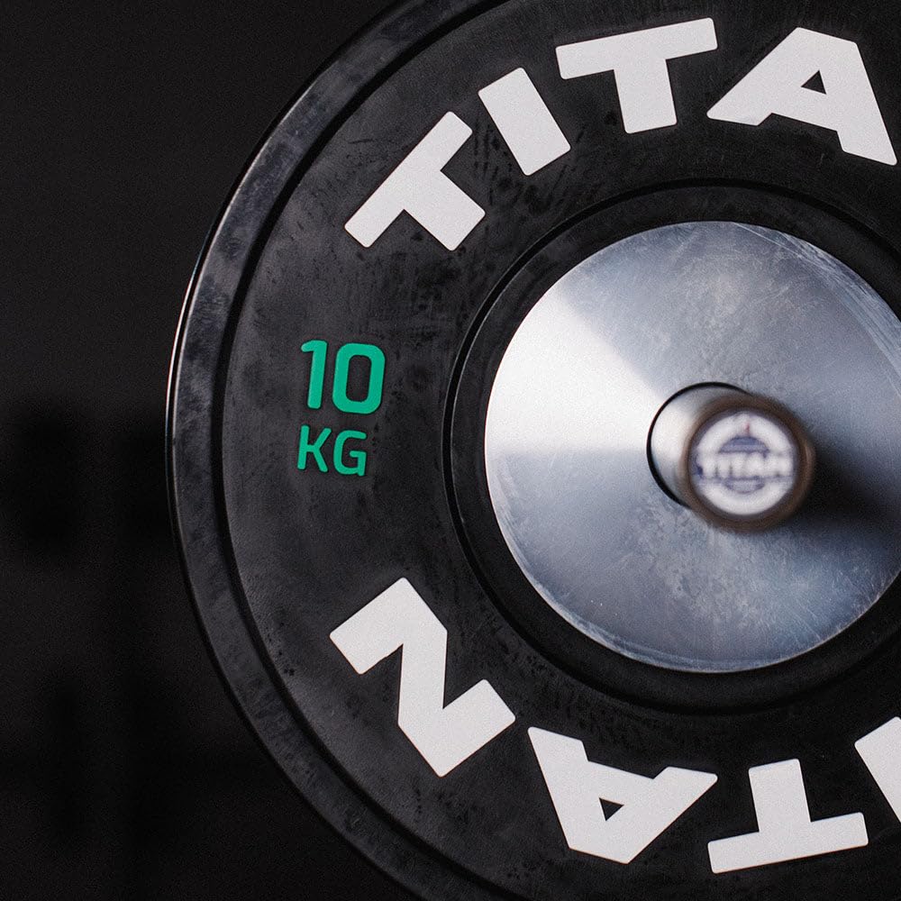 Titan Fitness 10 KG Pair Elite Competition Bumper Plates, Black Olympic Weight Plates for Home Gym, Rubber Coating with Steel Core, Low Bounce Rate, Easy-Grip Edges