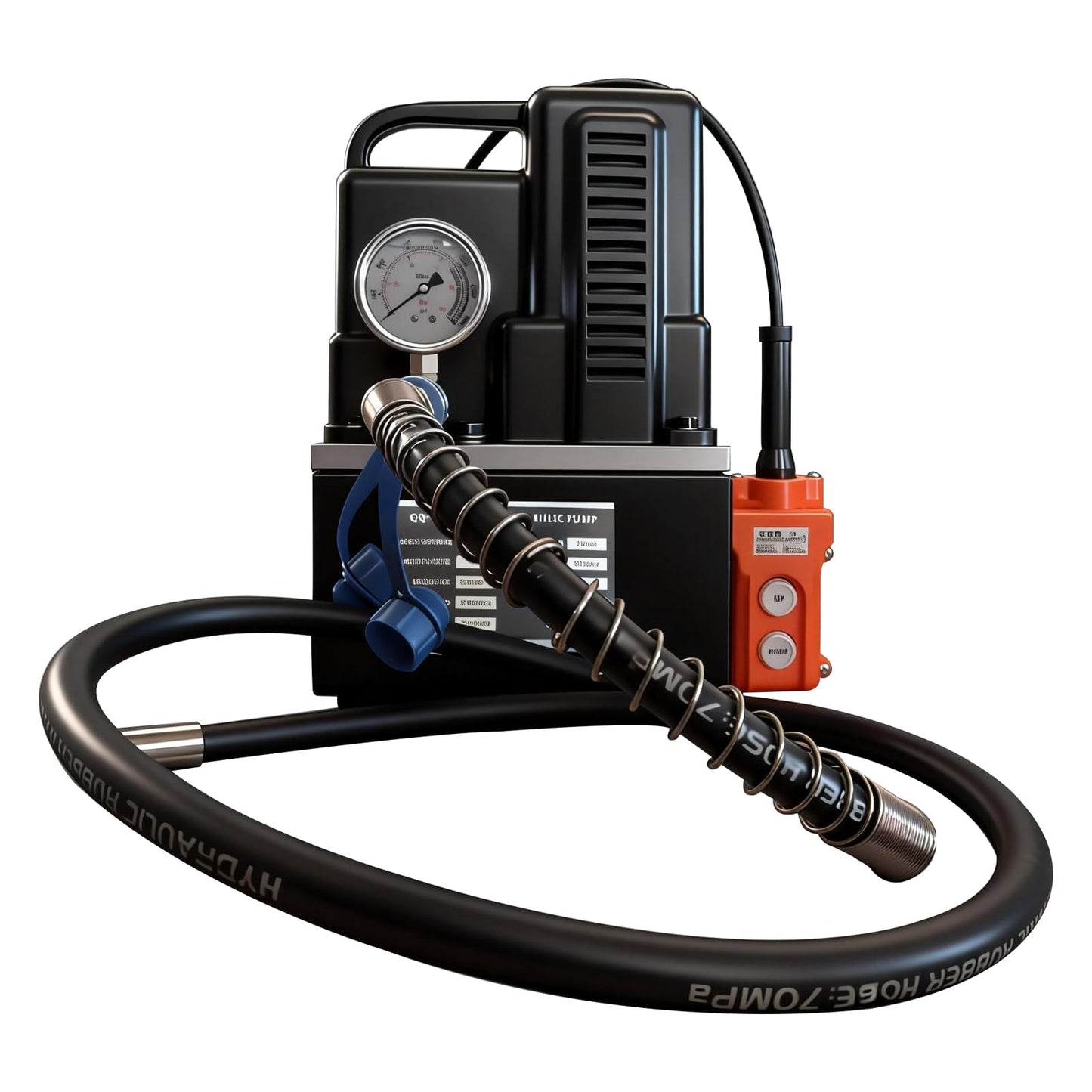 Electric Hydraulic Pump 10152 PSI, 1200W, 110V, with 9.1 ft Oil Pipe 0.92 US Gal Capacity, Single Acting Solenoid Valve, Handheld Switch for Bending, Lifting, Pressing, Punching, Jack (Black)