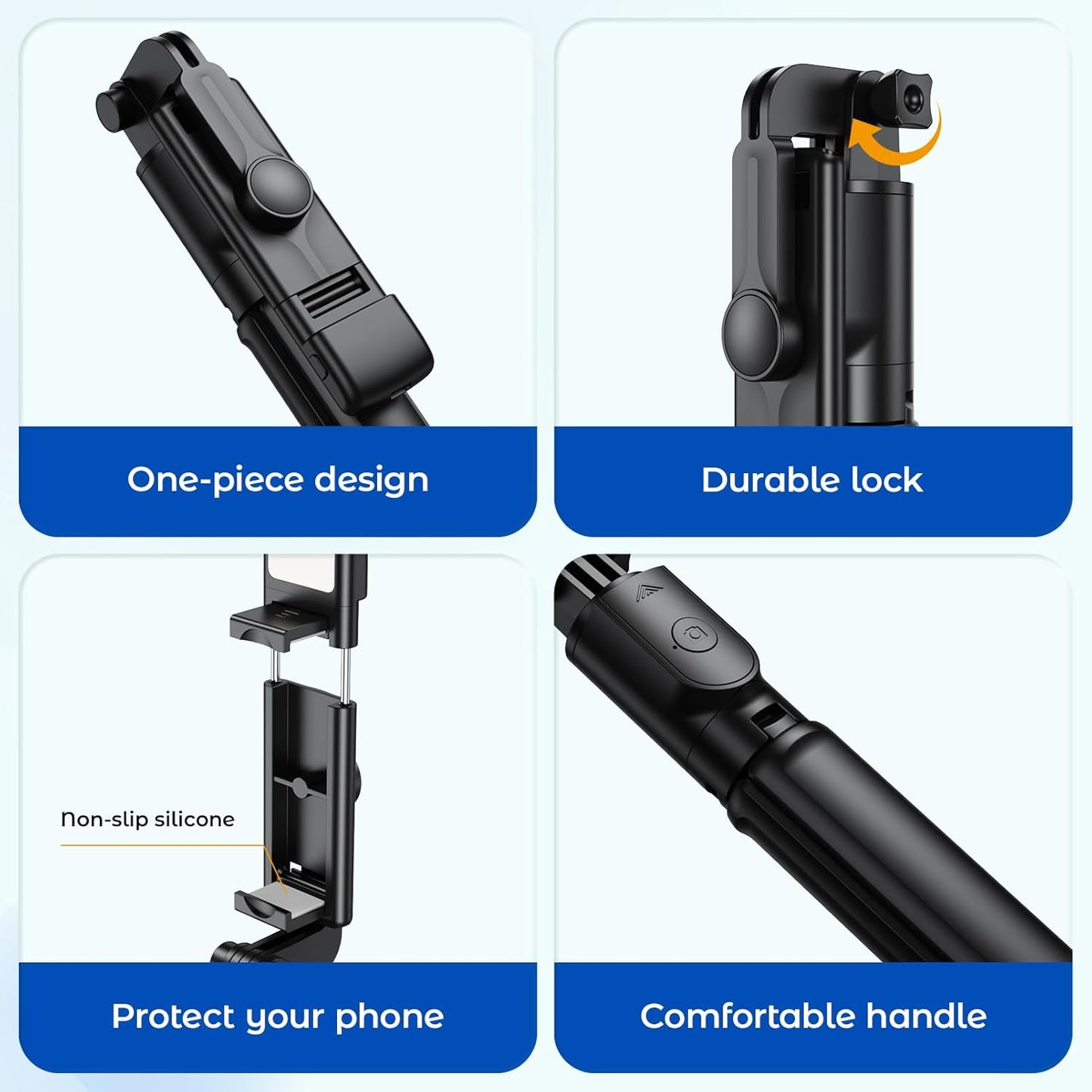 Aourxiv 4-7'' Selfie Stick Tripod with Light, Retractable Selfie Stick Tripod with Wireless Remote Control