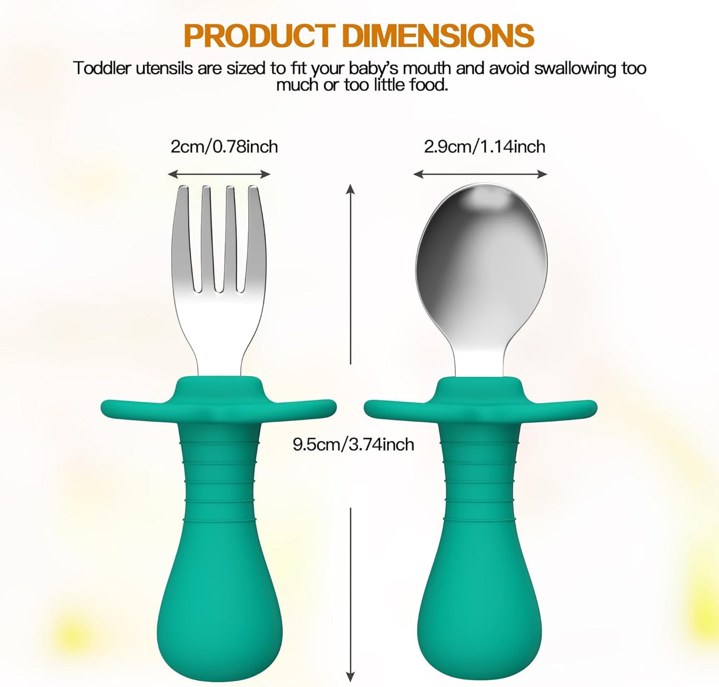 Skiennix Toddler Spoons and Forks Set - 4-Piece Kids Silverware with Silicone Handle | BPA-Free, Anti-Choke Design (Dark Blue, Green)