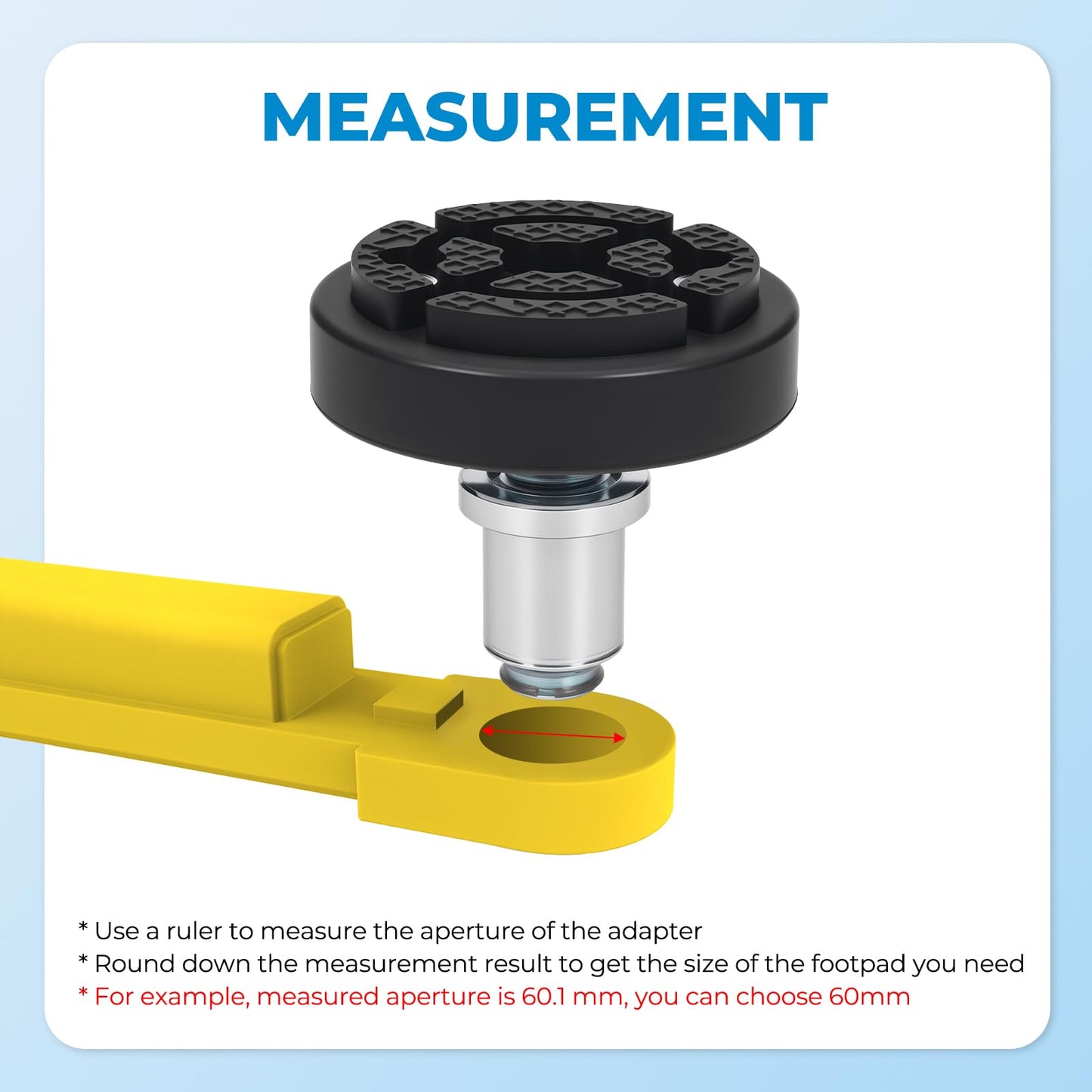 Atesilor 4pcs 50mm Screw Up Car Lift Adapter with Upgraded Rubber Lift Pads, 4-9cm Extension Car Lift Feet Tray for Car Lift Bridge Jack Stable Support, Fit for Rotary 2 Post Lift