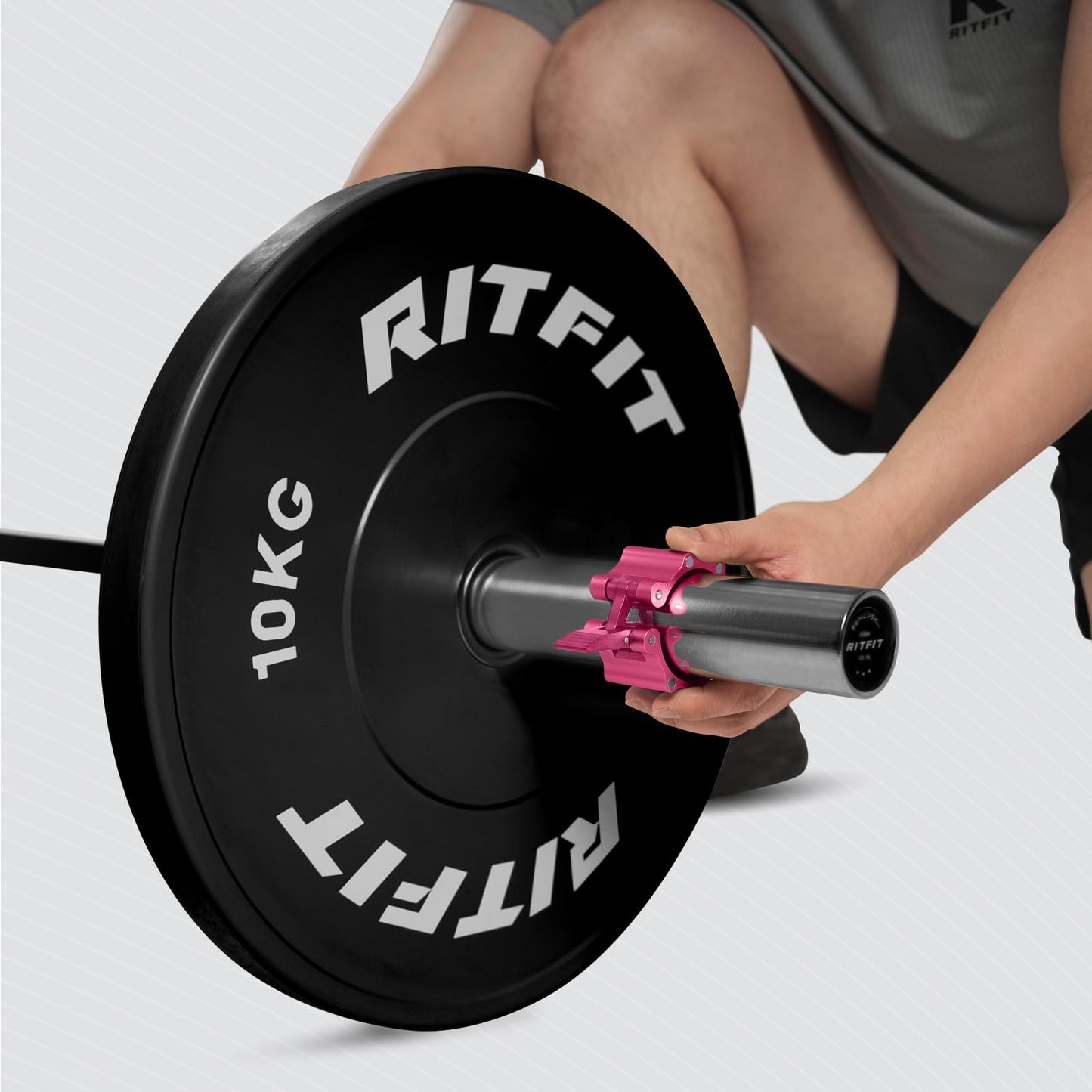 RitFit 2-Inch Magnetic Barbell Collars Locking Clamps - Heavy Duty Aluminum Alloy, Quick Release with Non-Slip TPR Pads for Olympic Weightlifting Powerlifting Training (Pair), Pink