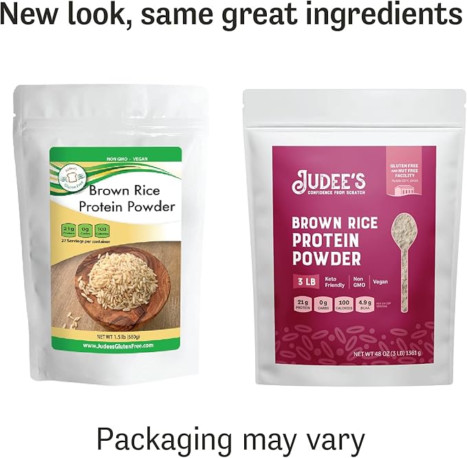 Judee's Brown Rice Protein Powder, (80% Protein) 3 lb - Non-GMO & Sprouted - Keto-Friendly, Dairy, Gluten & Soy-Free Plant-Based Protein