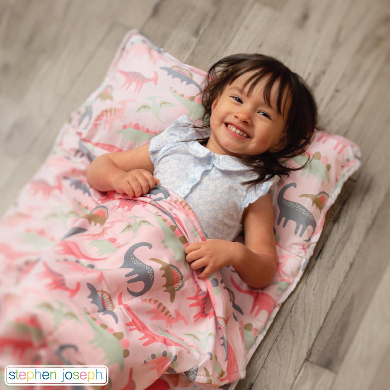Stephen Joseph, Toddler All Over Print Nap Mat with Soft Blanket and Removable Pillow for Boys & Girls, Kids Sleeping Bag for Elementary, Daycare, Preschool with Carry Handle, Pink Unicorn