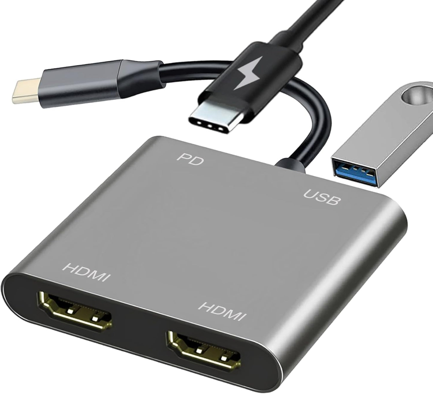 Mindorlen 3.0 USB C to Dual HDMI Adapter for Monitor, USBC Laptop Docking Station Dual Monitor Dongle MacBook, USB-C