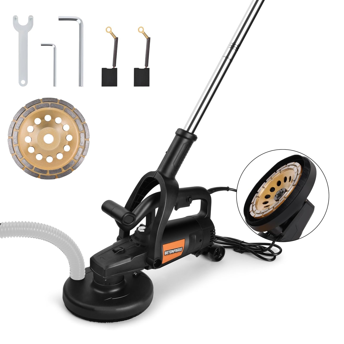 3800W Concrete Floor Grinder with Handle & Dust Shroud, 6 Speeds Control 6000RPM Concrete Floor Polisher Concrete Sander 7 Inch Concrete Surface Grinder Machine for Grinding Concrete Cement Marble