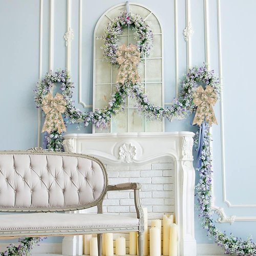 Hying Fall Flowers Wreath Bows - Natural Burlap Butterfly Decor for Thanksgiving | 2 Pieces