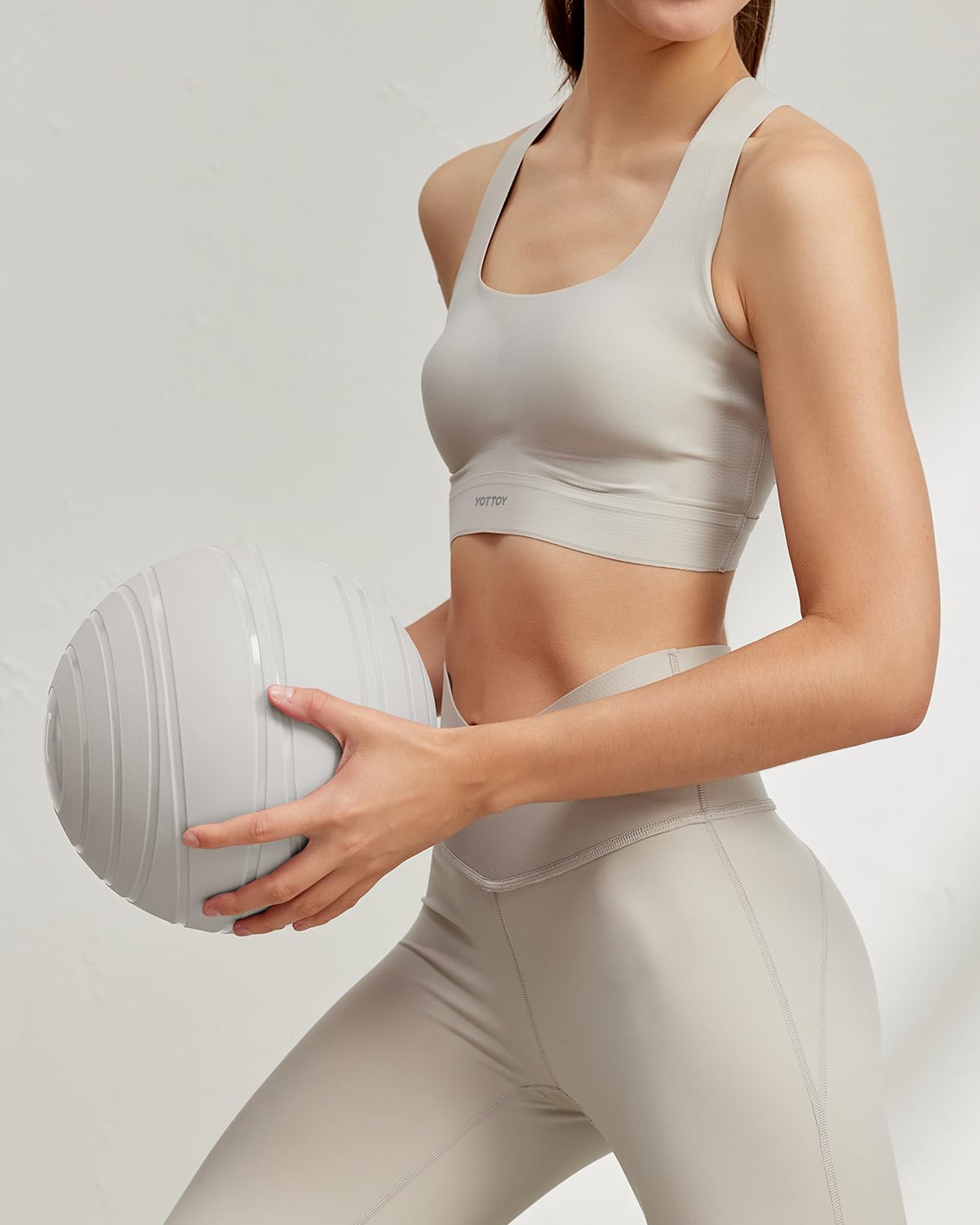 YOTTOY Medicine Ball for Exercise-slam Ball for 6&10&15 lb,Non Slip Grip,Durable Construction,Sand Filling Training,Workout,Gym for Man&Woman (Ivory White, 15lb)