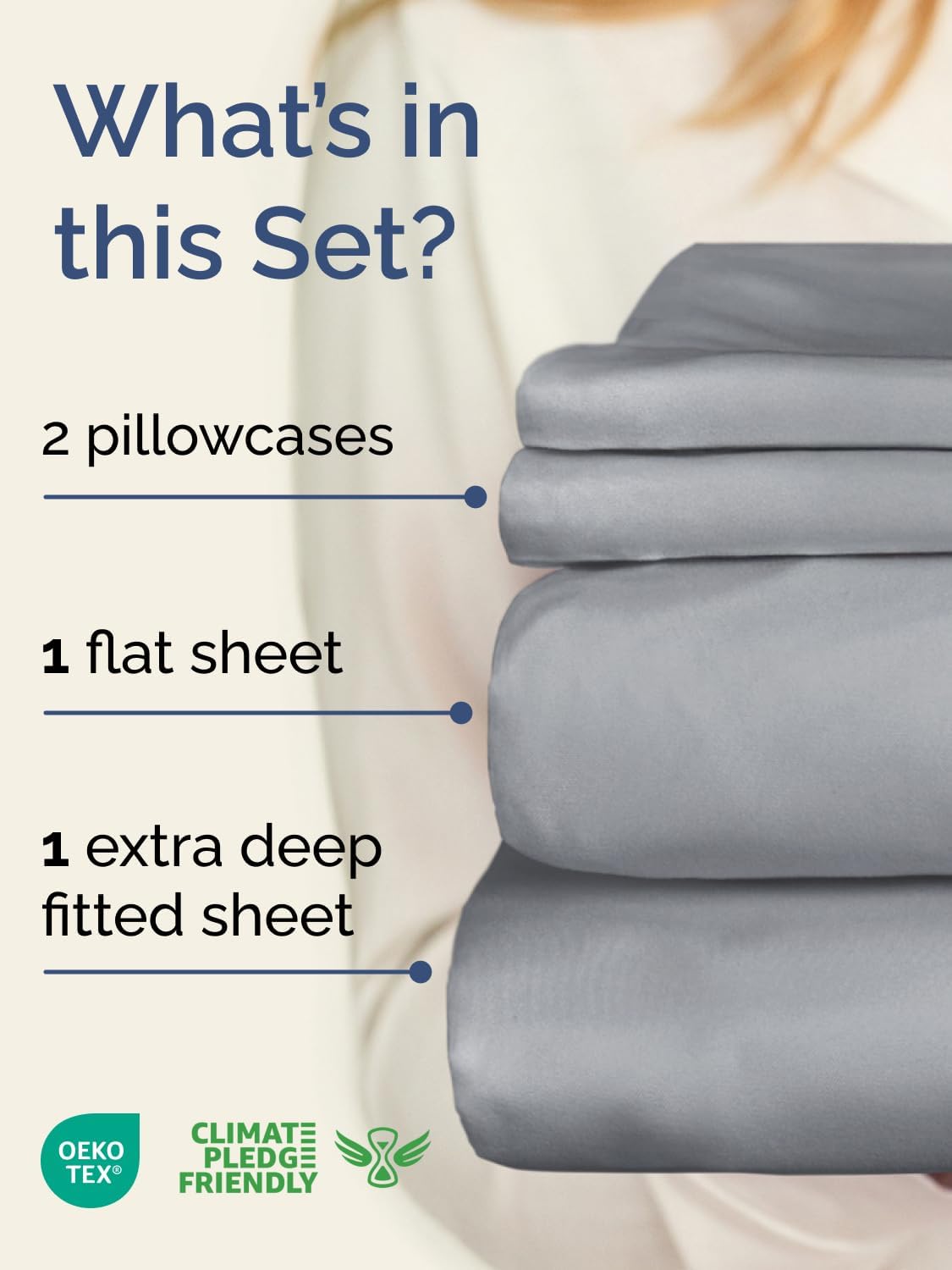Skiennix Extra Deep Twin Sheet Set - 4 Piece Breathable Cooling Bedding - Soft Wrinkle-Free Steel Blue