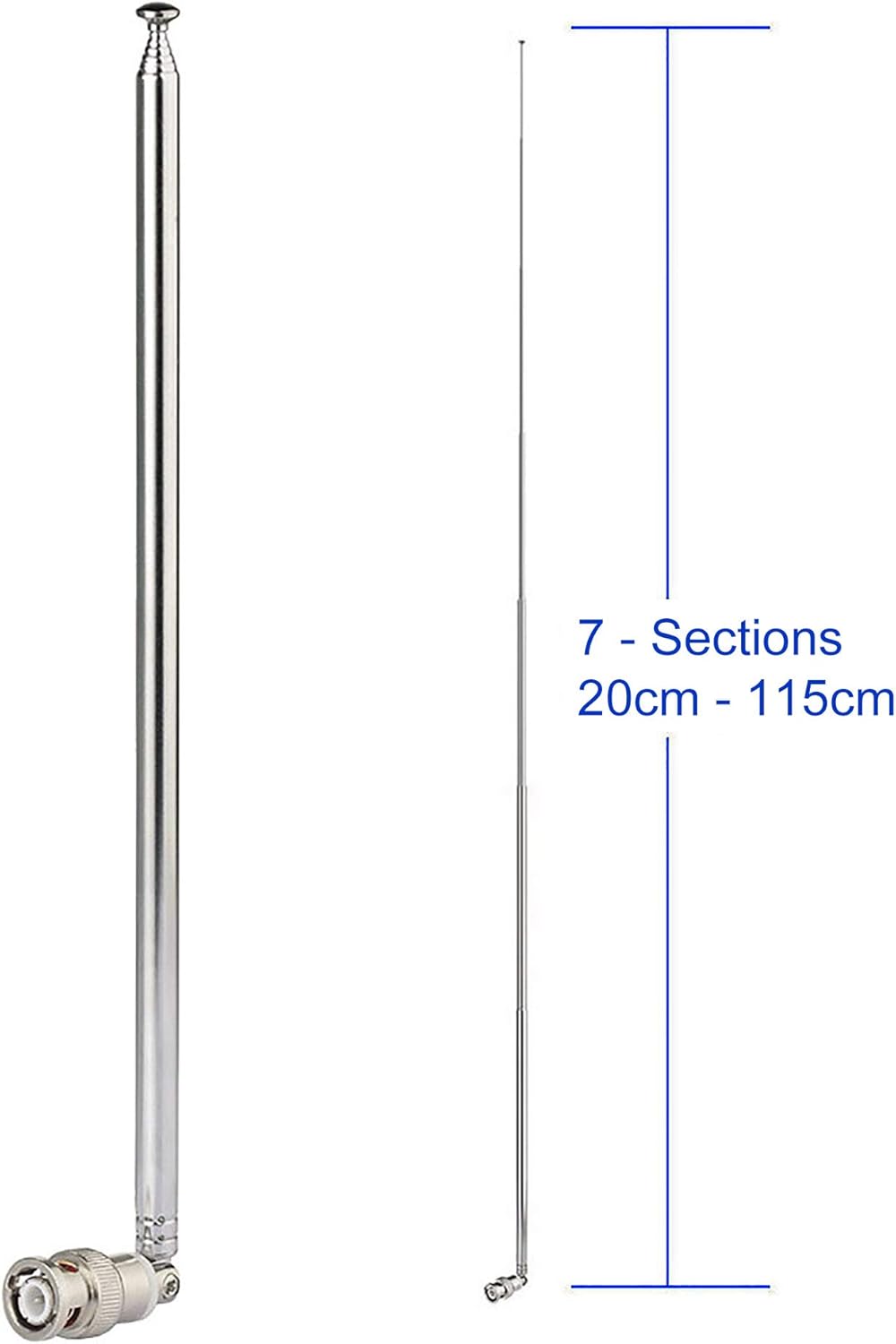 BINGFU 20-1300MHz 7 Counter Police Radio Scanner Antenna Sections Telescopic BNC Male Handheld CB Ham Antenna