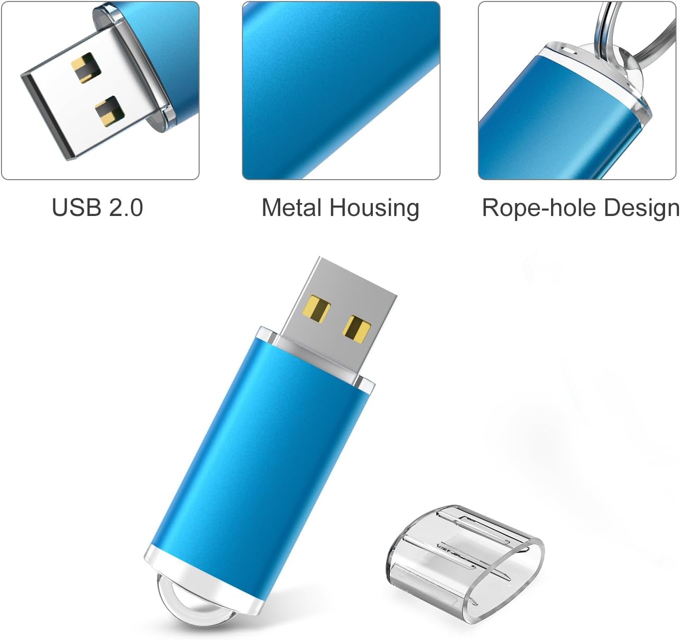 RAOYI 10 Pack 1GB 1G 2.0 USB Flash Drive USB Memory Stick Bulk Thumb Drive Pen Drive Blue